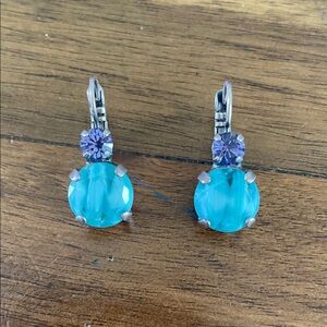 Turquoise and Purple Crystal Drop Earrings - Women Jewelry